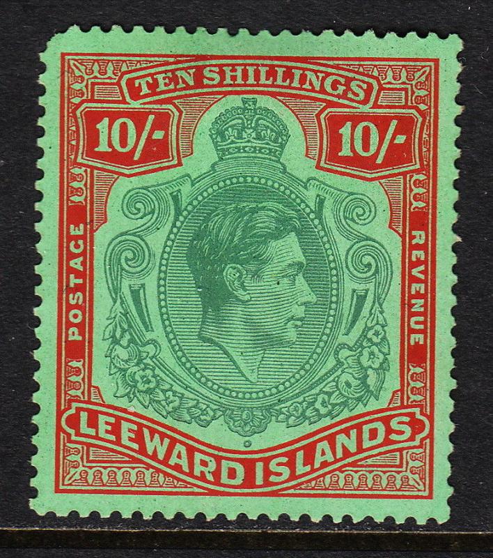 LEEWARD ISLANDS —SCOTT 114 (SG 113c)— 1949 KGVI 10/- — MH— SCV $82.50