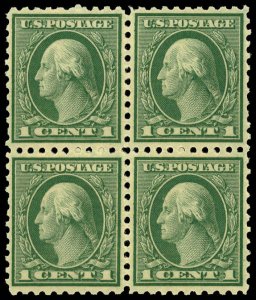 US Sc 543 VF/MNH BLOCK of 4 -1921 1¢ Washington Perf 10 - Rotary Press