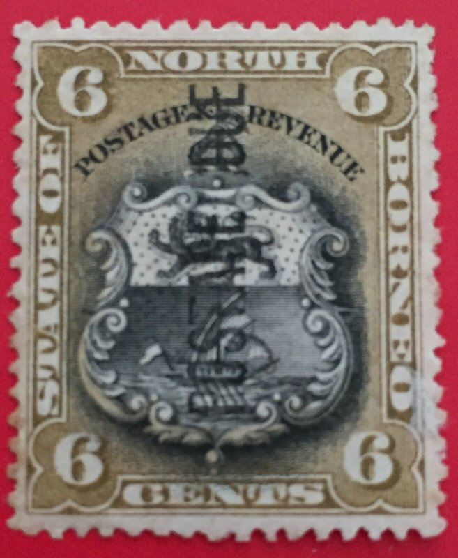 NORTH BORNEO 1895-97 POSTAGE DUE opt 6c P14 MNG SG#D6a NB4835