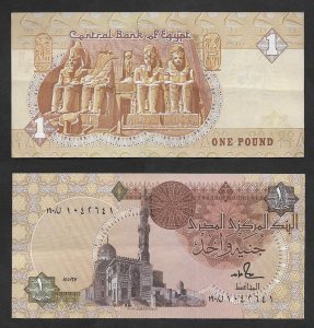 SD)1981 EGYPT  1NA POUND NOTE FROM THE CENTRAL BANK OF EGYPT, WITH REVERSE, VF