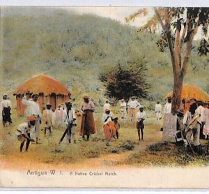 ANTIGUA KEVII Postcard *NATIVE CRICKET MATCH* St John's 1909 West Indies PJ139