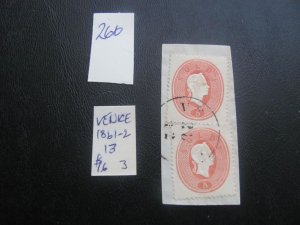 AUSTRIA-VENICE OFFICE 1861 USED SC 13 PAIR VF $16 (266)