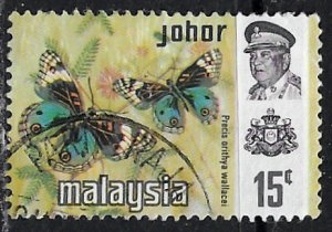 Malaysia-Johore ~ Scott # 181 ~ Used ~ Butterfly