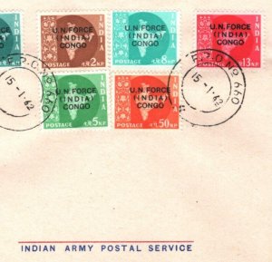 INDIA USED CONGO FDC *UN FORCE* 1962 *FPO.660* CDS Leopoldville MILITARY MA638