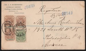 TRANSVAAL 1900 Registered Cover. to USA. 