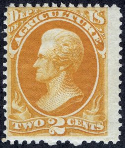 US Sc O2 Yellow 2¢ 1873 p.12 Official Hinged Original Gum