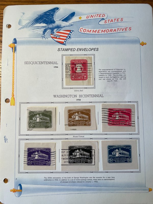 Collection of US Stamped Envelope Cut Squares including #U218, U219, U351, U527