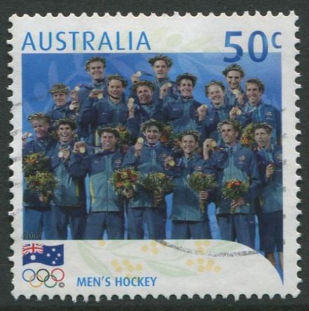 AUSTRALIAN GOLD MEDALIST ATHENS 2004 - 50c MEN'S HOCKEY - USED