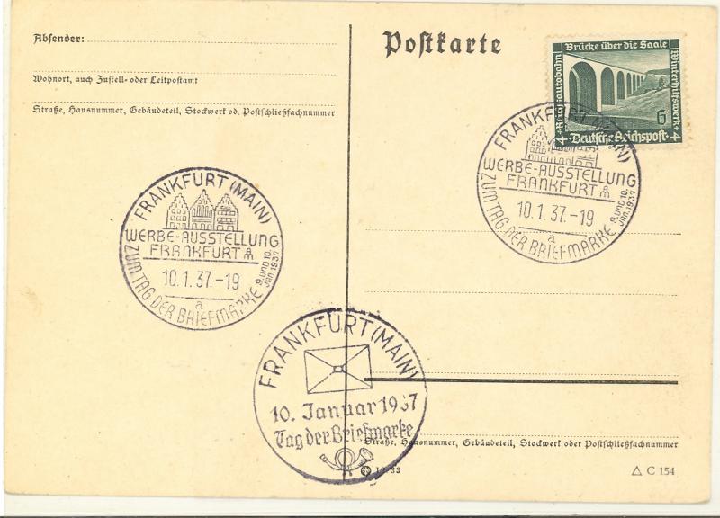 Germany 1937 Frankfurt  Philatelic day