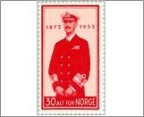 Norway NK 411 King Haakon VII 80th Birthday 30 Øre Red