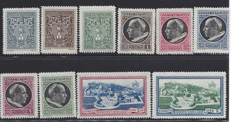 Vatican, 91-98, E5-E6, Types of 1940 Singles, **MNH**