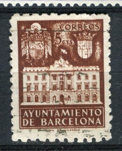 SPAIN 1930s early CIVIL WAR issue used Hinged Pictorial stamp Barcelona