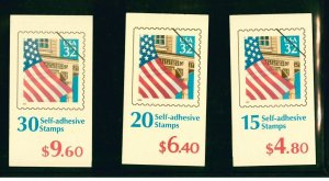 US Scott # BK226, BK227A, & BK228A / Flag - Porch Full Booklets MNH