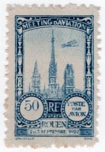 (I.B) France Cinderella : Poste Par Avion 50c (Rouen 1922)