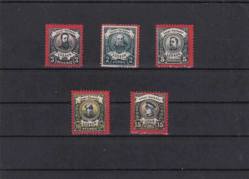 1888 Germany Lubeck Private Post Mint Never Hinged Stamps Set Ref 33352