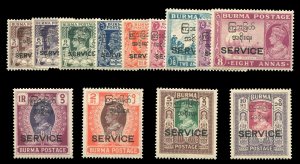 Burma #O43-55 (SG O41-51) Cat£200, 1944 Interim Government, Officials, compl...