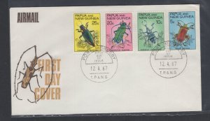 Papua New Guinea #237-40 (1967 Beetles set) on unaddressed cachet FDC