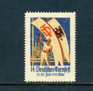 6 VINTAGE 1928 GERMAN COLORFUL POSTER STAMPS (L549) GERMANY FLAG CREST