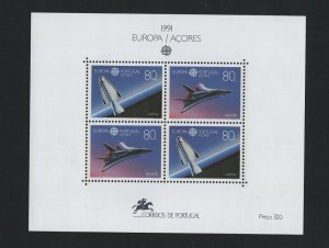 Portugal  Azores   #396  MNH  1991  sheet Europa  space shuttle