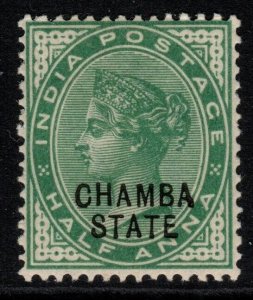 INDIA-CHAMBA SG25 1903 ½a YELLOW-GREEN MTD MINT