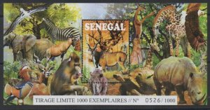 SENEGAL 2015 ERROR SOUVENIR SHEET NO FACE VALUE FAUNA APES TURTLES ELEPHANTS MNH-