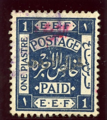 Transjordan 1922 1p on 1p deep indigo (red surch) very fine used. SG 31. Sc 20. 