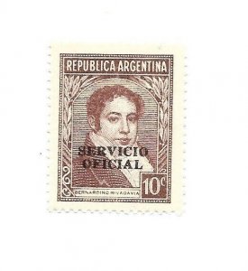 ARGENTINA 1939 SAN MARTIN 10C OVERPRINTED OFFICIAL SERVICE SC O43 MID37 MINT