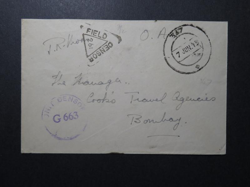 India 1945 Forces Cover / APO 367 (SOUTH INDIA) / Censored (II) - Z12419