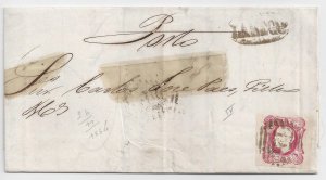 Portugal cover LAMEGO Nov 1864 to LISBON D. Luis 25 Reis Sc#14 YT#15 SG#30 Mf#16