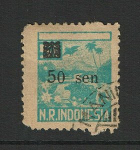 Indonesia NR Revenue Overprinted 50 Sen Used - S13809