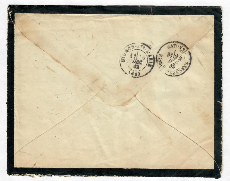 Mourning Cover Spain-France 1882 Sc#246