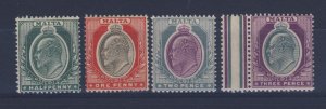 4x Malta Mint Stamps; #21-1/2p #22-1p #23-2P #25-3p Mint Guide Value = $63.25