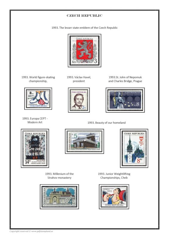 Czech Republic Czechia 1993-2023 PDF (DIGITAL) STAMP ALBUM PAGES