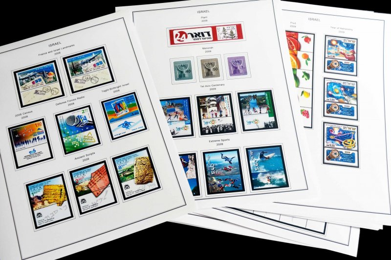 COLOR PRINTED ISRAEL [+TABS] 1948-2020 STAMP ALBUM PAGES (378 illustrated pages)