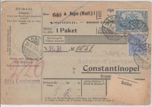 Mi:  95A I  Packet card  used   29.9.1917