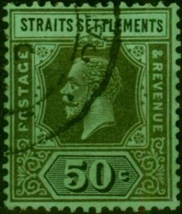 Straits Settlements 1922 50c Die II on Emerald SG209c Fine Used