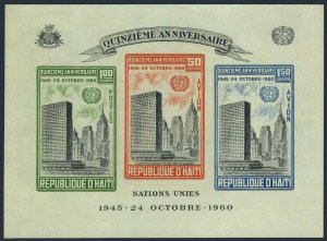 Haiti C169a sheet, MNH. Michel Bl.20. UN, 15th Ann. 1969. UN Headquarters, NYC.