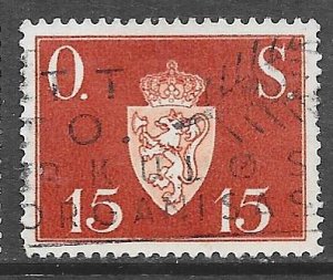 Norway O60: 15o Coat of Arms, used, F-VF