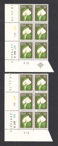 SOUTH AFRICA SC# 411  CYLINDER B/6  #660-63  PANE A&B  #3   FVF/MNH 1975