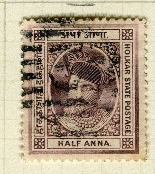 INDIA; INDORE 1889-92 early classic Holkar local issue used 1/2a. value