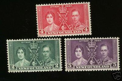 Newfoundland 1937 , Coronation M-XF-NH # 230-232