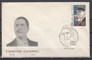 Uruguay, Scott cat. 884. C. Gardel, Guitarist issue. First day cover.