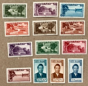 Vietnam South 1951 set of 13, lightly hinged.  Scott 1-13, CV $93.00