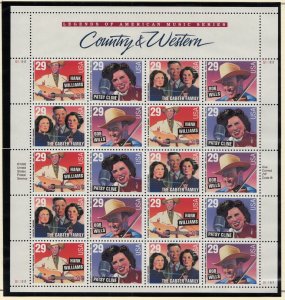 1993 American Music Sc 2771-2774 2774a Country & Western full sheet of 20