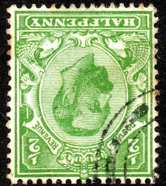 1911 Sg 324Wi N2/3 ½d yellow green (T1, Crown, Die B) Inverted Watermark