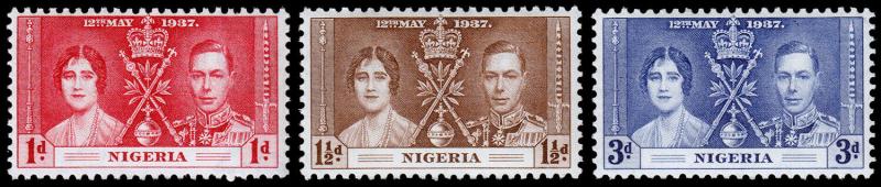 Nigeria Scott 50-52 (1937) Mint NH VF Complete Set C