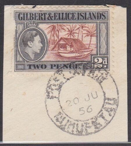 GILBERT & ELLICE IS GVI on 1956 piece POST OFFICE / NUKUFETAU cds...........N472 