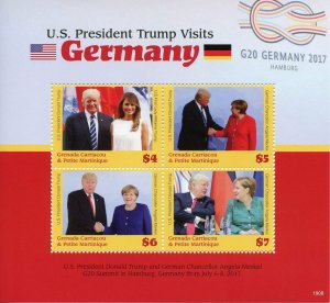 Grenadines of Grenada Stamps 2019 MNH Donald Trump Visits Germany Merkel 4v M/S