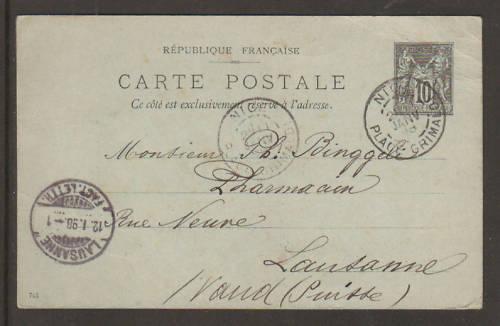 France H&G 55 used 1898 10c Postal Card to Switzerland