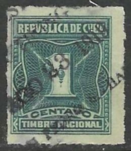 CUBA 1919 1c Rouletted GENERAL REVENUE GP8 Used